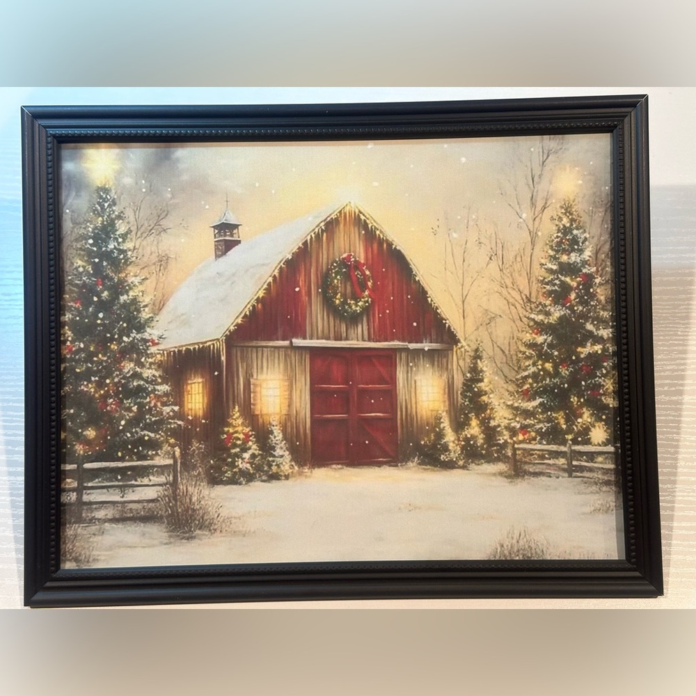 Rustic Farmhouse Framed 8x10 print, Wall Art, Vintage Old Barn Snow Scene Barn